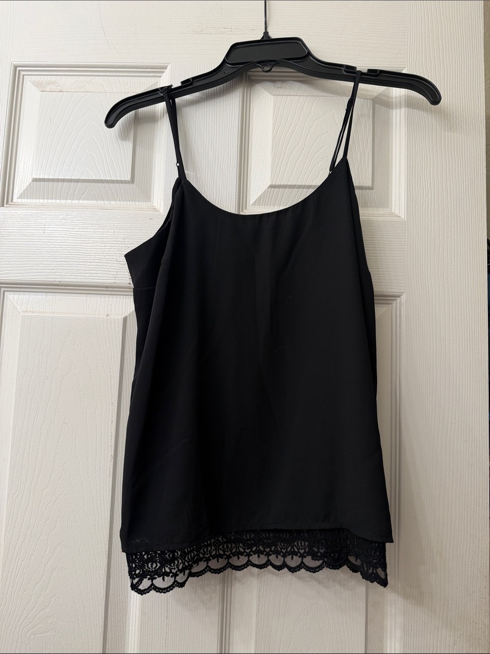 Candie's Black Lace-Hem Spaghetti Strap Camisole